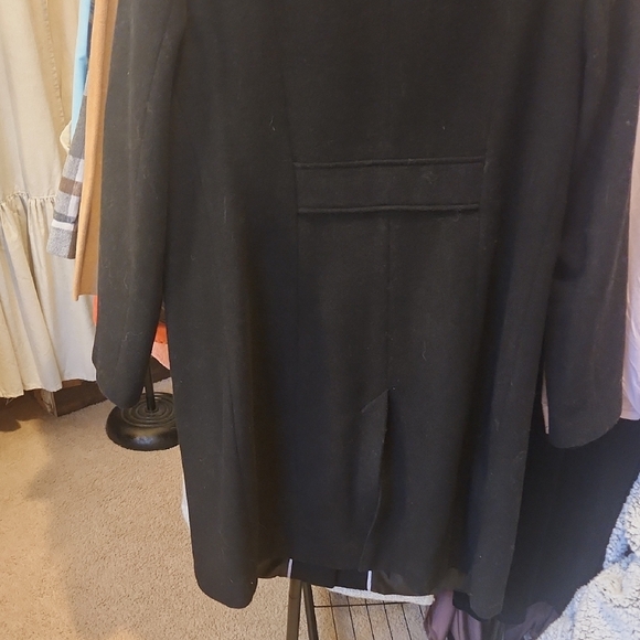 Liz Claiborne Charcoal Vintage WoolTrench Coat, Black - Picture 3 of 10